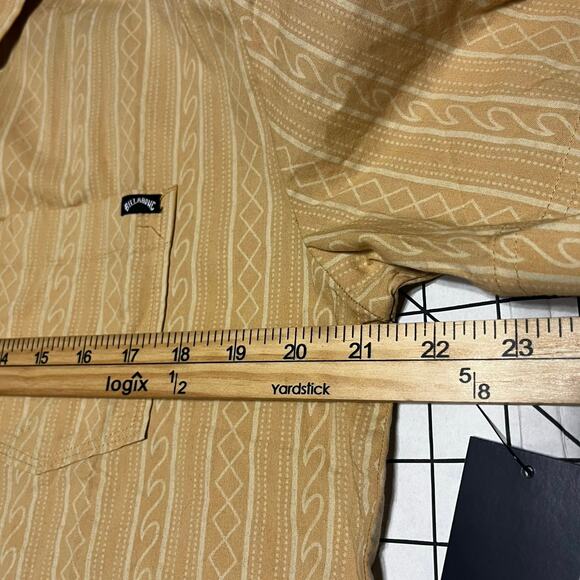 Billabong Billabonic Chase Button Shirt Mens M Short Sleeve Yellow Geo - Picture 5 of 7